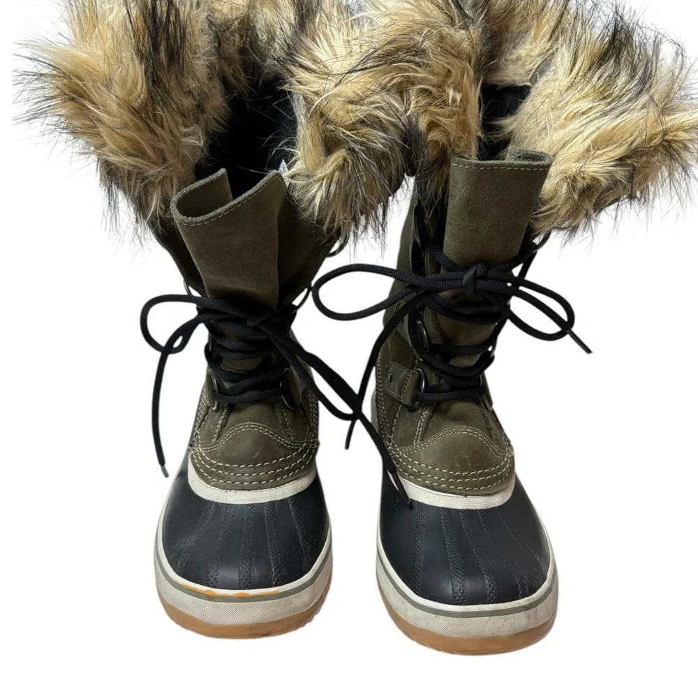 Sorel‎ Joan of Artic Tall Snow Boot Nori Olive Green Winter Waterproof Fur Suede